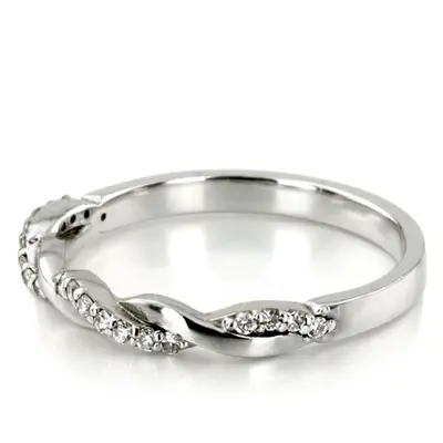 14K white gold Twist Design Petite Diamond Band (1/6 ct. tw.) - alternate view 4 thumbnail