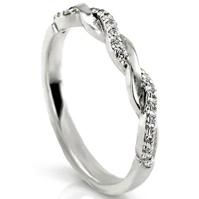 14K white gold Twist Design Petite Diamond Band (1/6 ct. tw.) - alternate view 5 thumbnail