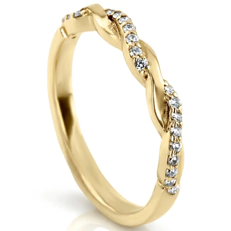 14K white gold Twist Design Petite Diamond Band (1/6 ct. tw.) - alternate view 6