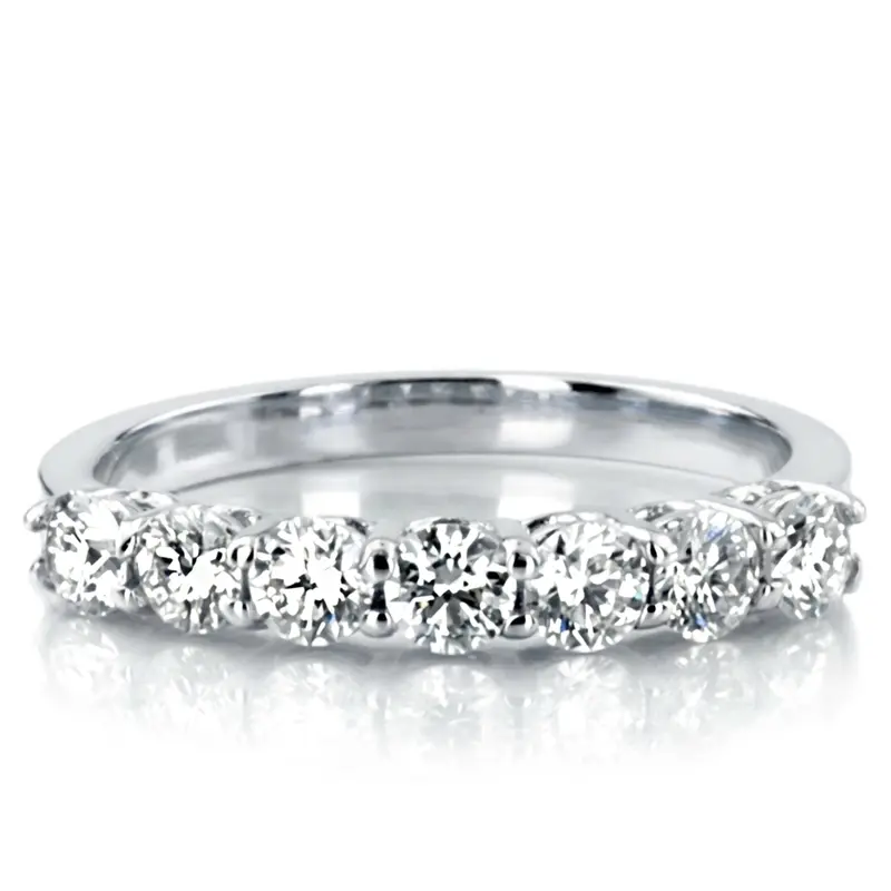 14K white gold Classic 7 Round Brilliant Diamond Woman Anniversary Band (3/4 ct. tw.) - alternate view 6