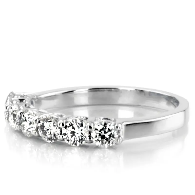 14K white gold Classic 7 Round Brilliant Diamond Woman Anniversary Band (3/4 ct. tw.) - alternate view 7
