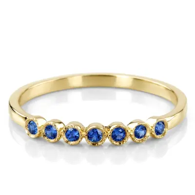 14K white gold Elegant Milgrain Bezel Set Sapphire 7 Stone Band - alternate view 2 thumbnail