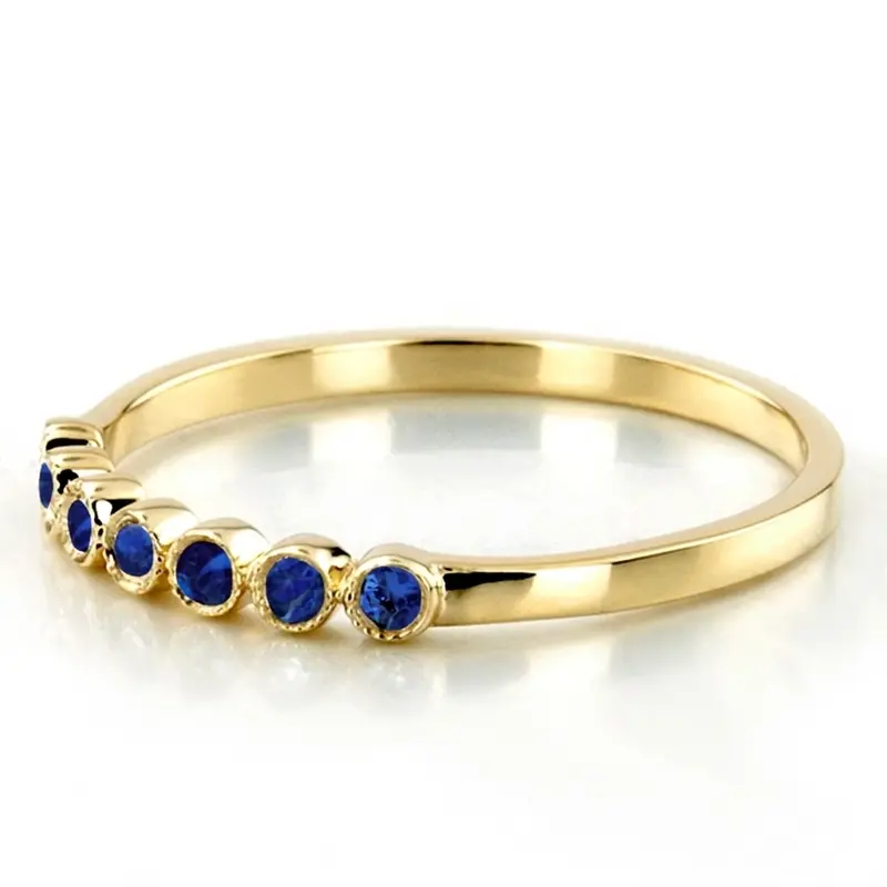 14K white gold Elegant Milgrain Bezel Set Sapphire 7 Stone Band - alternate view 4