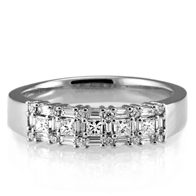 14K white gold Multi-Shape Prong Set Fancy Women Anniversary Ring (1 1/4 ct. tw.) - alternate view 2