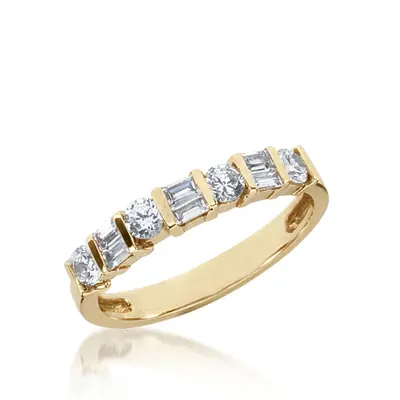 14K white gold Bar Set Round & Baguette Diamond Band (3/4 ct. tw.) - alternate view 4 thumbnail