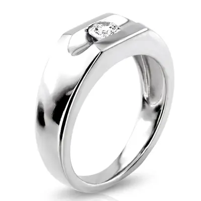 14K white gold 0.35 ct. Tension Set Solitaire Diamond Men's Ring - alternate view 4 thumbnail