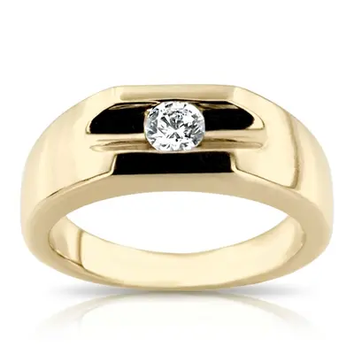 14K white gold 0.35 ct. Tension Set Solitaire Diamond Men's Ring - main view thumbnail