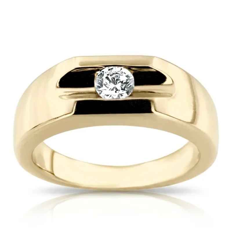 14K white gold 0.35 ct. Tension Set Solitaire Diamond Men's Ring - main view