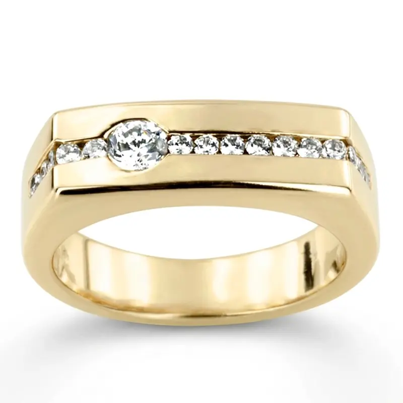 14K white gold 0.55 ct. Round Cut Channel Set Diamond Men's Ring - alternate view 2