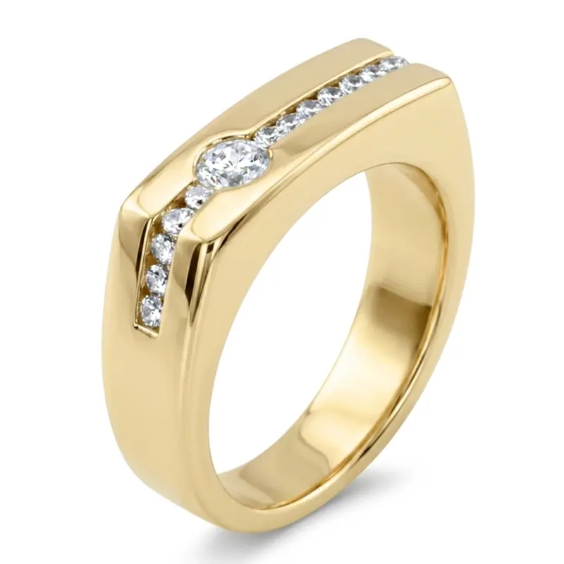 14K white gold 0.55 ct. Round Cut Channel Set Diamond Men's Ring - alternate view 3