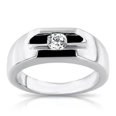 14K white gold 0.35 ct. Tension Set Solitaire Diamond Men's Ring - alternate view 2 thumbnail