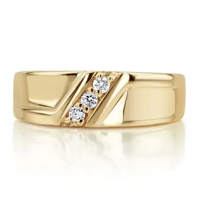 0.15 ct. Round Cut Three Stone Diamond Men's Band