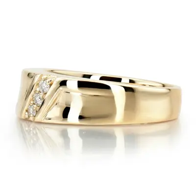 14K white gold 0.15 ct. Round Cut Three Stone Diamond Men's Band - alternate view 4 thumbnail