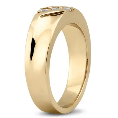 14K white gold 0.15 ct. Round Cut Three Stone Diamond Men's Band - alternate view 7 thumbnail