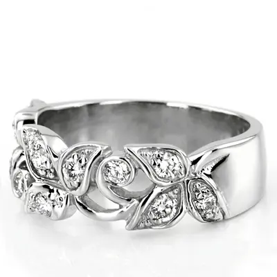 14K white gold Elegant Leaf Design Diamond Fancy Ring (0.33 ct. tw.) - alternate view 6 thumbnail