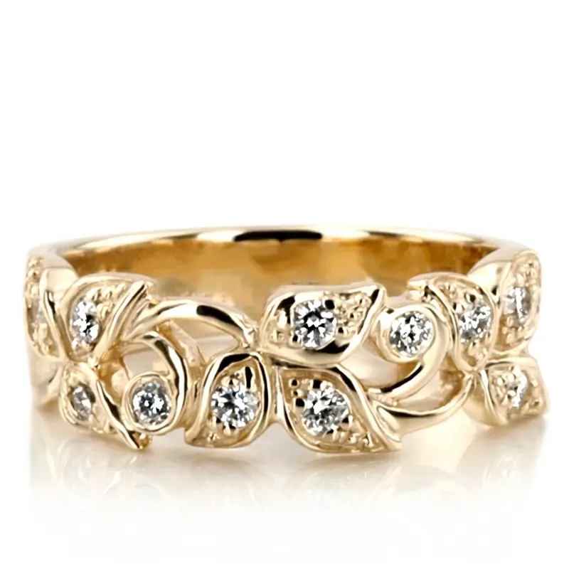 14K white gold Elegant Leaf Design Diamond Fancy Ring (0.33 ct. tw.) - alternate view 2