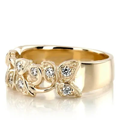 14K white gold Elegant Leaf Design Diamond Fancy Ring (0.33 ct. tw.) - alternate view 5 thumbnail