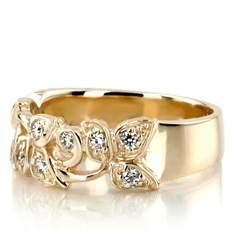 14K white gold Elegant Leaf Design Diamond Fancy Ring (0.33 ct. tw.) - alternate view 5