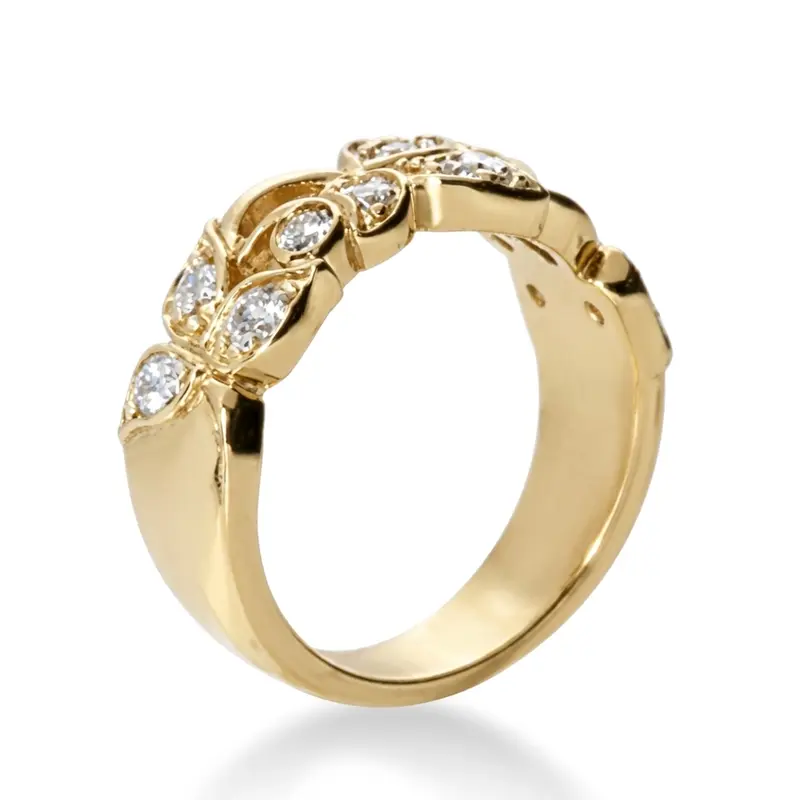 14K white gold Elegant Leaf Design Diamond Fancy Ring (0.33 ct. tw.) - alternate view 3