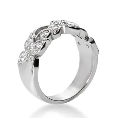 14K white gold Elegant Leaf Design Diamond Fancy Ring (0.33 ct. tw.) - alternate view 4 thumbnail