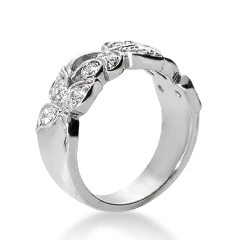 14K white gold Elegant Leaf Design Diamond Fancy Ring (0.33 ct. tw.) - alternate view 4