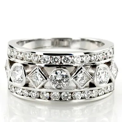 Bezel and Channel Set Multi-Shape Diamond Woman  Ring (1 3/4 ct. tw.)