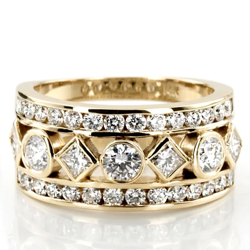 14K white gold Bezel and Channel Set Multi-Shape Diamond Woman Ring (1 3/4 ct. tw.) - alternate view 2