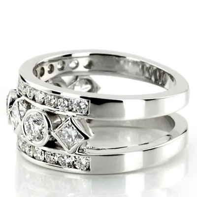 14K white gold Bezel and Channel Set Multi-Shape Diamond Woman Ring (1 3/4 ct. tw.) - alternate view 4 thumbnail