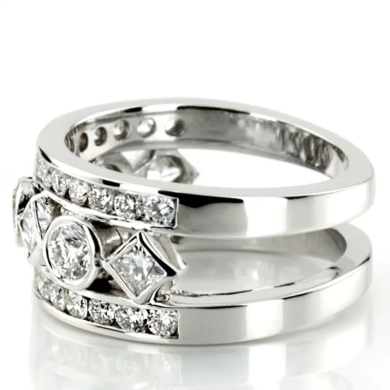 14K white gold Bezel and Channel Set Multi-Shape Diamond Woman Ring (1 3/4 ct. tw.) - alternate view 4