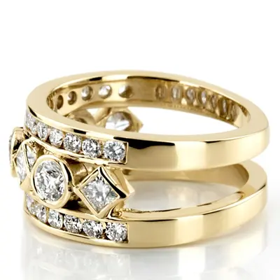 14K white gold Bezel and Channel Set Multi-Shape Diamond Woman Ring (1 3/4 ct. tw.) - alternate view 3 thumbnail