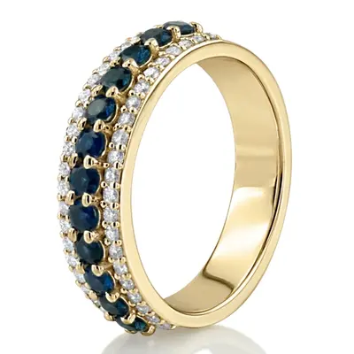 14K white gold Diamond Cut Sapphire and Brilliant Diamond Anniversary Band (1/2 ct. tw.) - alternate view 5 thumbnail