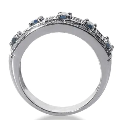 14K white gold Oval Sapphire and Diamond Women Ring (3/8 ct. tw.) - alternate view 5 thumbnail