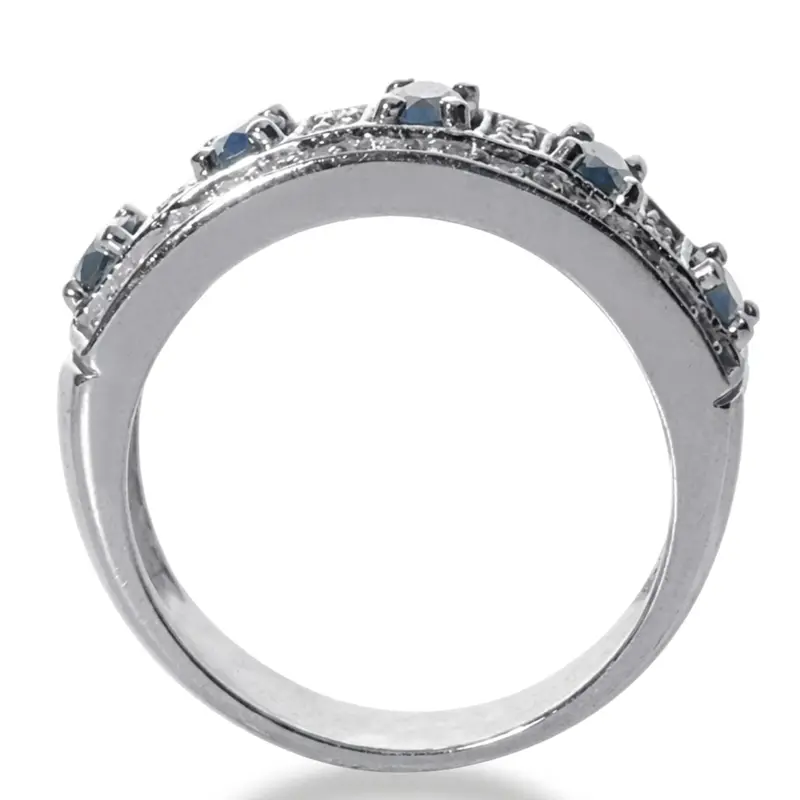14K white gold Oval Sapphire and Diamond Women Ring (3/8 ct. tw.) - alternate view 5
