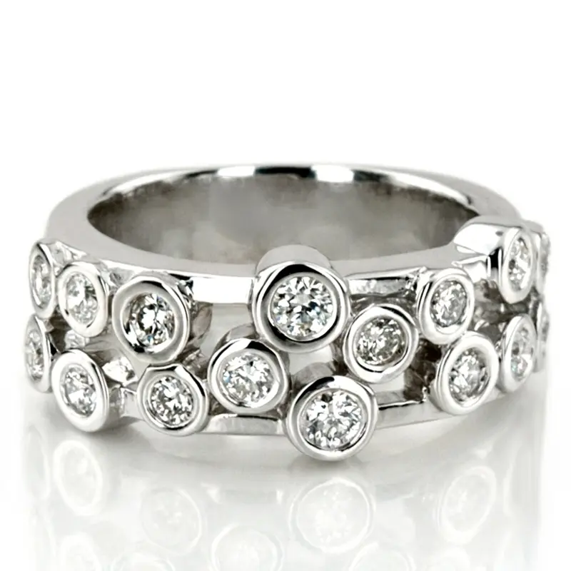 14K white gold Modern Scattered Bezel Diamond Statement Band (1/2 ct. tw.) - main view