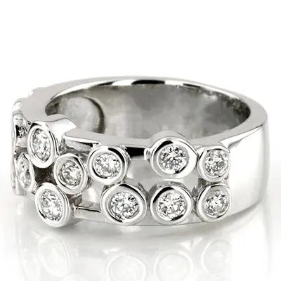 14K white gold Modern Scattered Bezel Diamond Statement Band (1/2 ct. tw.) - alternate view 4 thumbnail