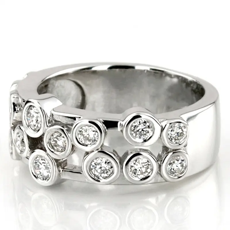 14K white gold Modern Scattered Bezel Diamond Statement Band (1/2 ct. tw.) - alternate view 4
