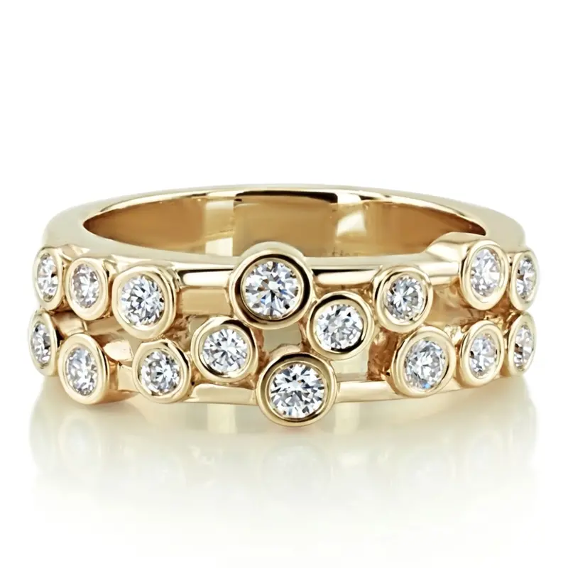 14K white gold Modern Scattered Bezel Diamond Statement Band (1/2 ct. tw.) - alternate view 2