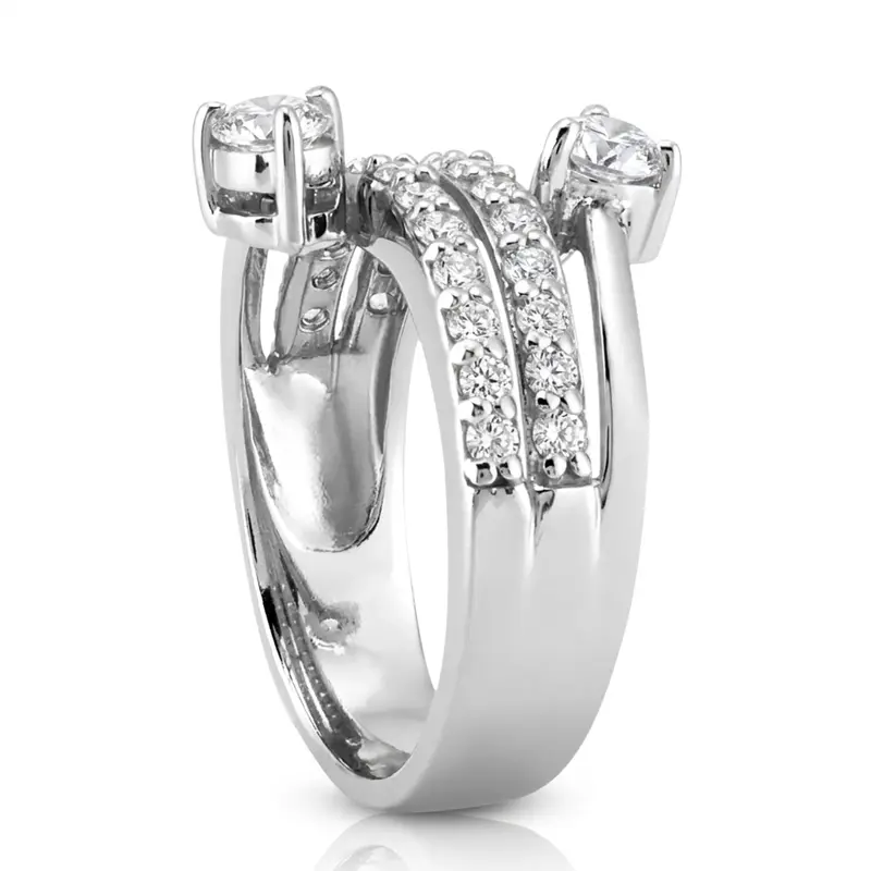 14K white gold "You & Me" Two Stone Prong Set Fancy Diamond Ring (1.15ct tw) - alternate view 4
