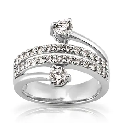 "You & Me" Two Stone Prong Set Fancy Diamond Ring (1.15ct tw) alternate view