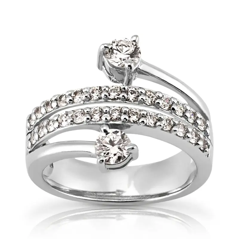 14K white gold "You & Me" Two Stone Prong Set Fancy Diamond Ring (1.15ct tw) - alternate view 2