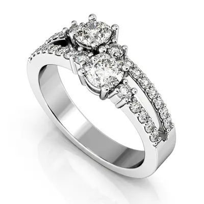 "You & Me" Split Shank Two Stone Prong Set Diamond Ring (0.92 ct. tw.) - view 2 of 9