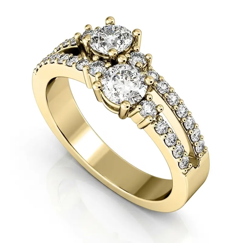 14K white gold "You & Me" Split Shank Two Stone Prong Set Diamond Ring (0.92 ct. tw.) - alternate view 4