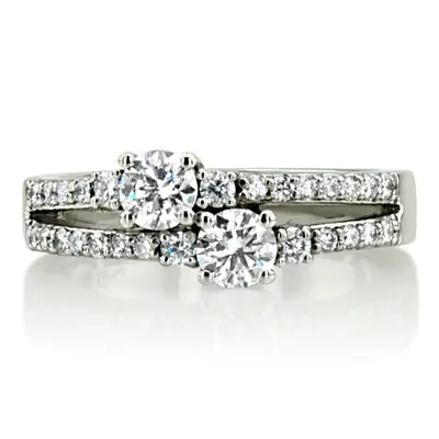 "You & Me" Split Shank Two Stone Prong Set Diamond Ring (0.92 ct. tw.) - view 1 of 7