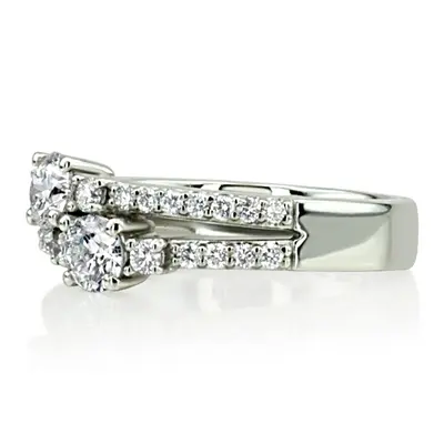 14K white gold "You & Me" Split Shank Two Stone Prong Set Diamond Ring (0.92 ct. tw.) - alternate view 6 thumbnail