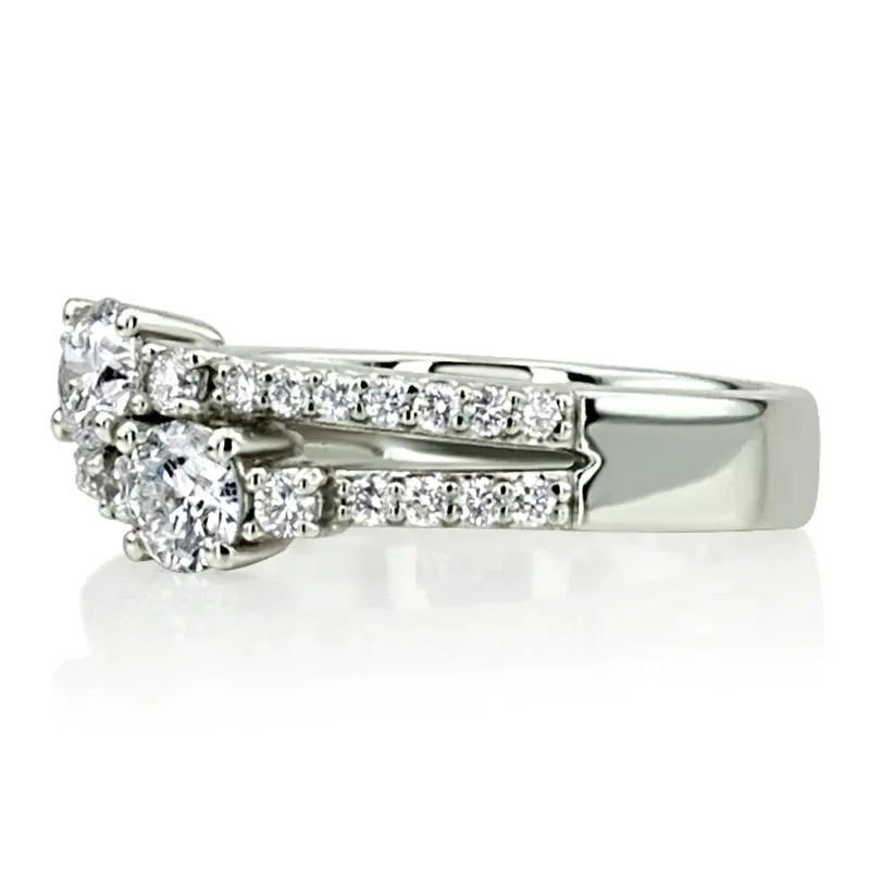 14K white gold "You & Me" Split Shank Two Stone Prong Set Diamond Ring (0.92 ct. tw.) - alternate view 6