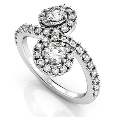 14K white gold "You & Me" Two Stone Fish Tail Set Diamond Ring (1.00ct. tw.) - alternate view 6 thumbnail