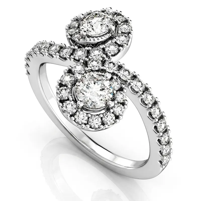 14K white gold "You & Me" Two Stone Fish Tail Set Diamond Ring (1.00ct. tw.) - alternate view 6