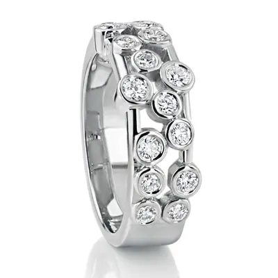 14K white gold Modern Scattered Bezel Diamond Statement Band (1/2 ct. tw.) - alternate view 7 thumbnail