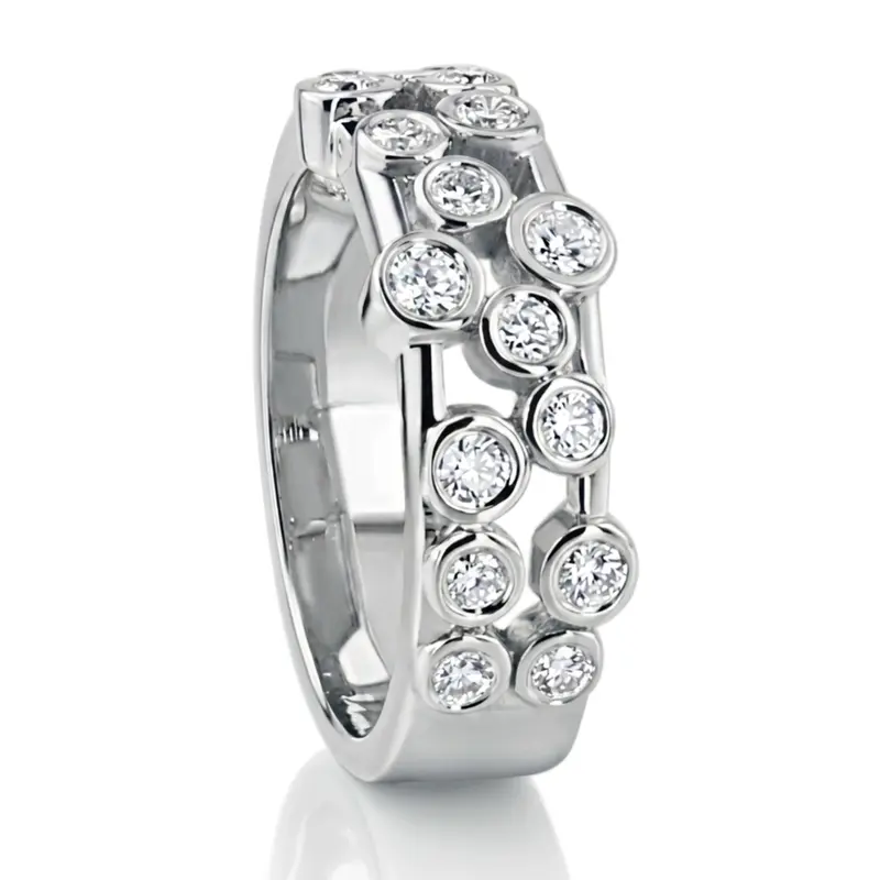 14K white gold Modern Scattered Bezel Diamond Statement Band (1/2 ct. tw.) - alternate view 7