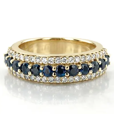 Diamond Cut Sapphire and Brilliant Diamond Anniversary Band (1/2 ct. tw.) alternate view